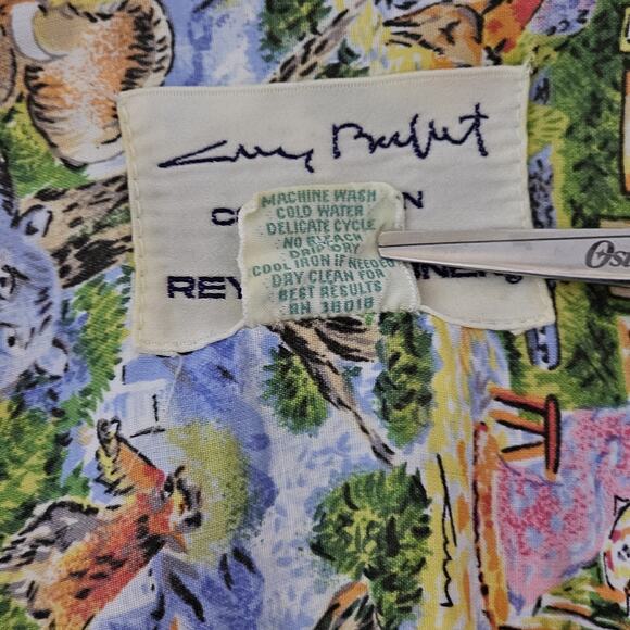 Reyn Spooner Guy Buffet Hawaiian Shirt Artists At The Zoo Size Large Vintage - Picture 5 of 9